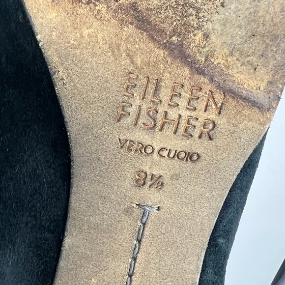 EILEEN FISHER - Suede Block Heel black Pump - Picture 13 of 14